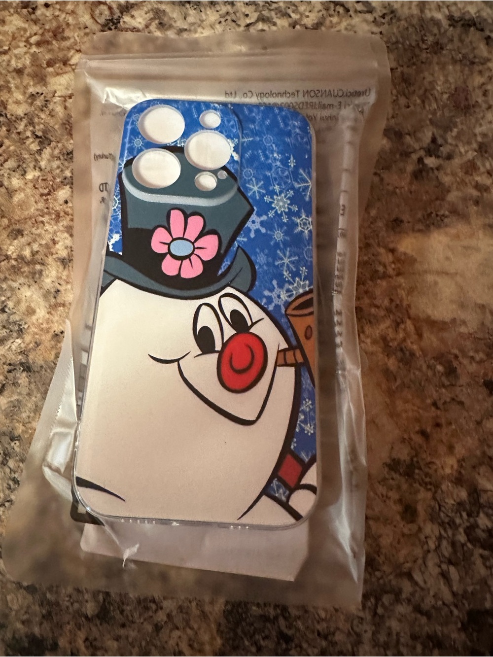 Frosty the Snowman Graphic Phone Case -      I Phone 14 Pro , Blue Winter Design